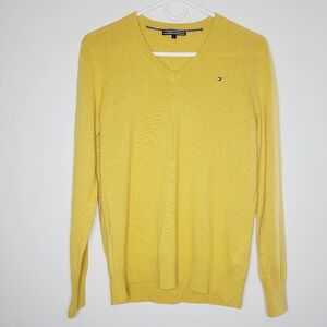 Tommy Hilfiger Sweater Wool Blend Yellow Women's Medium Long Sleeve V Neck